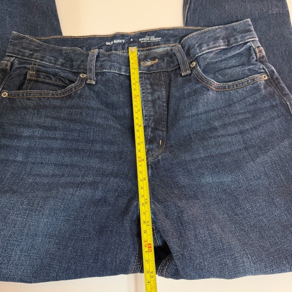 Old Navy High Rise Slouchy Straight Dark Wash Denim Jeans Cropped Button Fly 6 - Picture 8 of 11